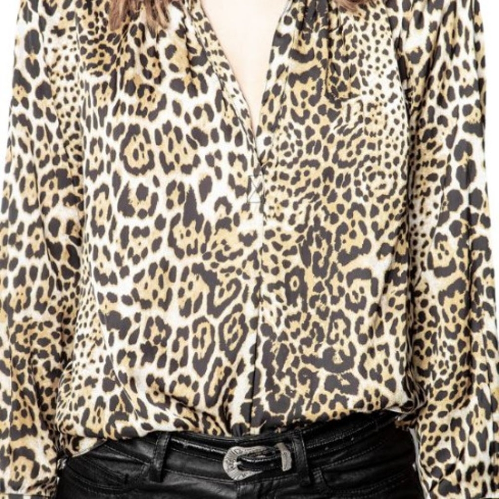 Zadig & voltaire think leopard satin blouse size small